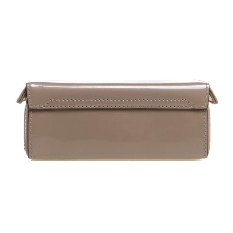 Pre Owned Mark Cross Beige Patent Leather Mini Grace Box Bag