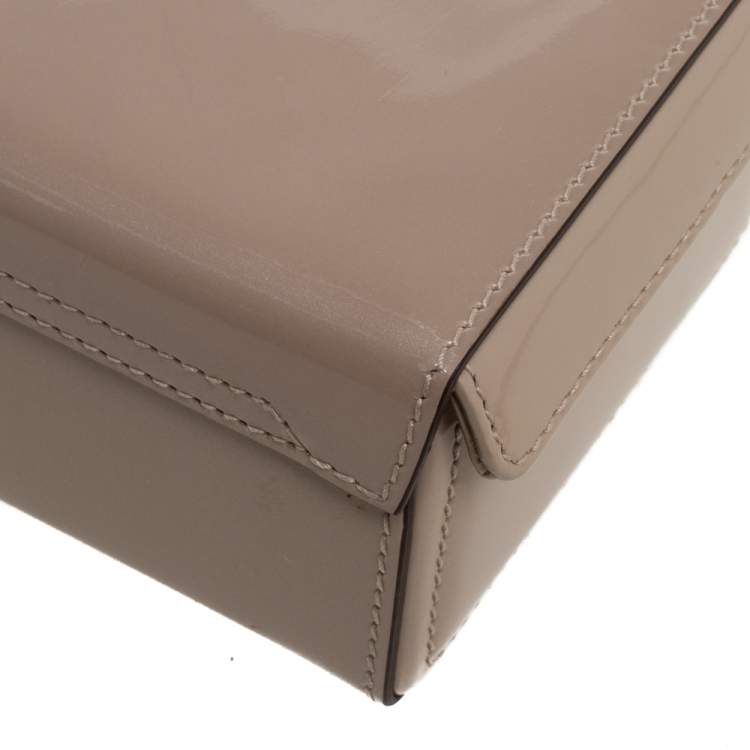 Pre Owned Mark Cross Beige Patent Leather Mini Grace Box Bag