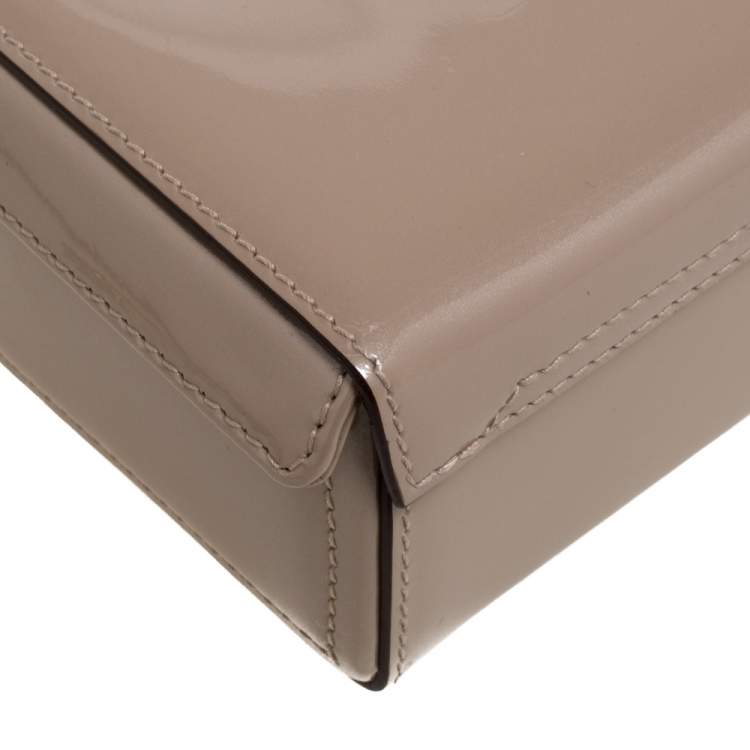 Pre Owned Mark Cross Beige Patent Leather Mini Grace Box Bag