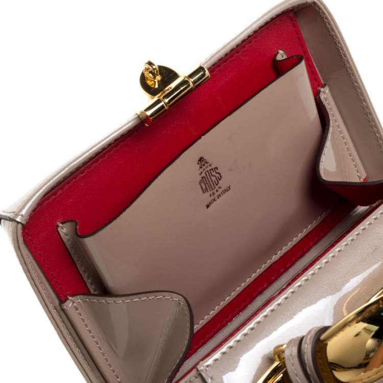 Pre Owned Mark Cross Beige Patent Leather Mini Grace Box Bag
