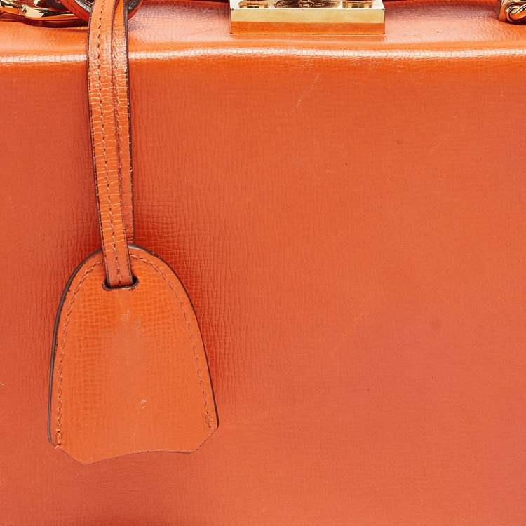 Pre Owned Mark Cross Orange Leather Small Grace Box Bag