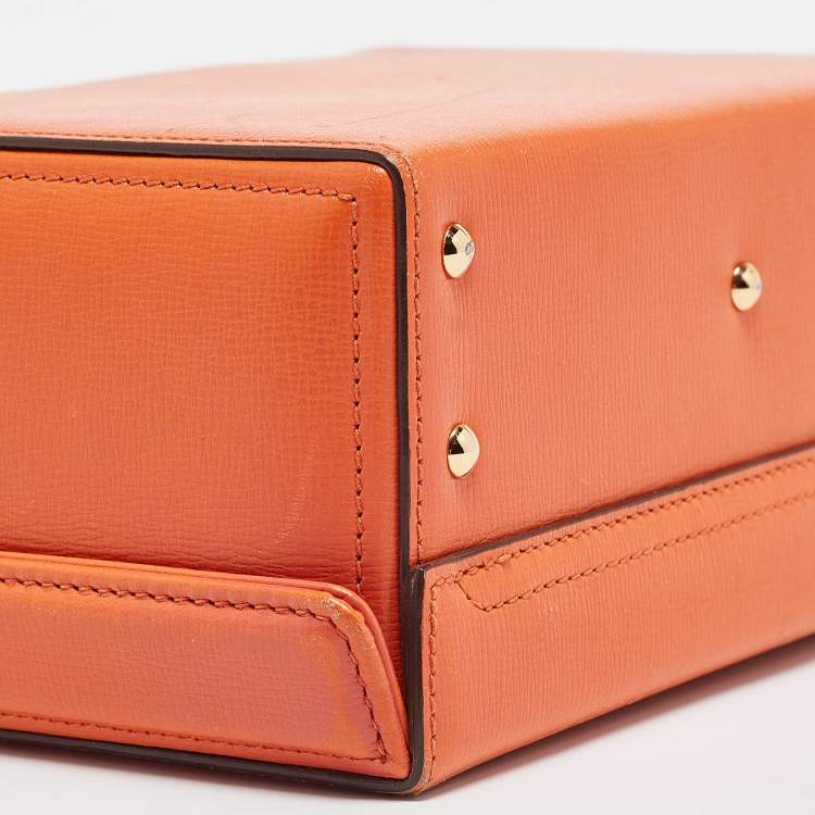Pre Owned Mark Cross Orange Leather Small Grace Box Bag