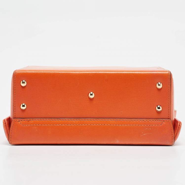 Pre Owned Mark Cross Orange Leather Small Grace Box Bag