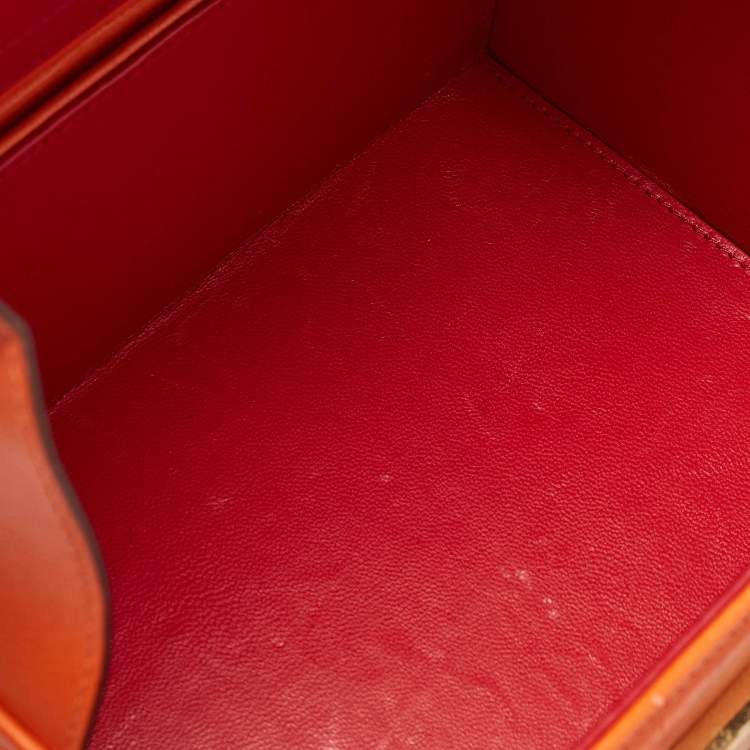 Pre Owned Mark Cross Orange Leather Small Grace Box Bag