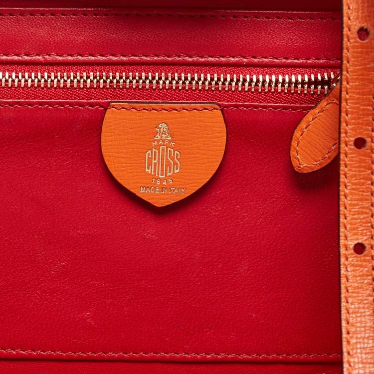 Pre Owned Mark Cross Orange Leather Small Grace Box Bag