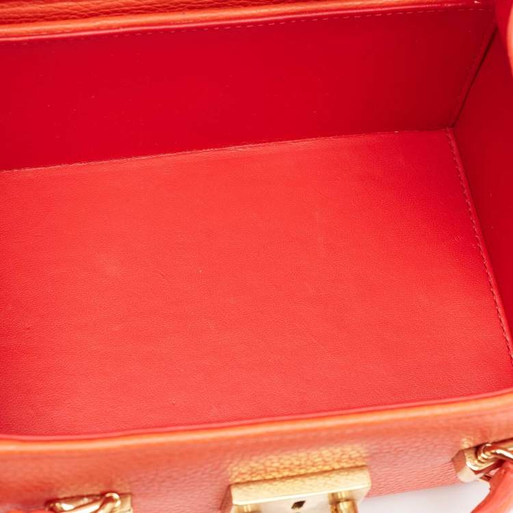 Pre Owned Mark Cross Orange Leather Grace Box Bag
