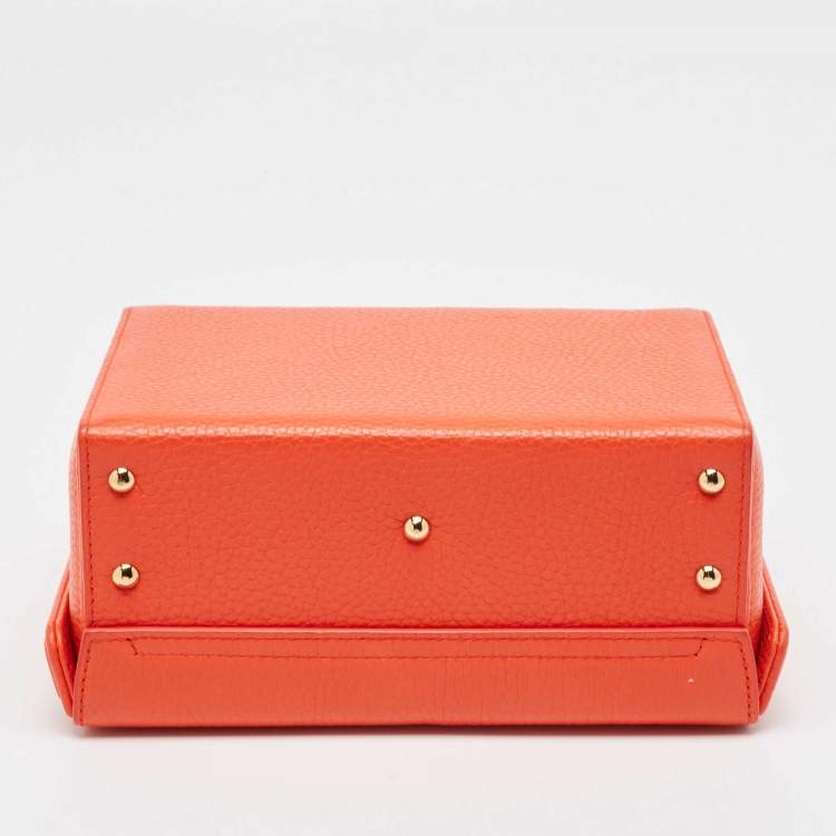 Pre Owned Mark Cross Orange Leather Grace Box Bag