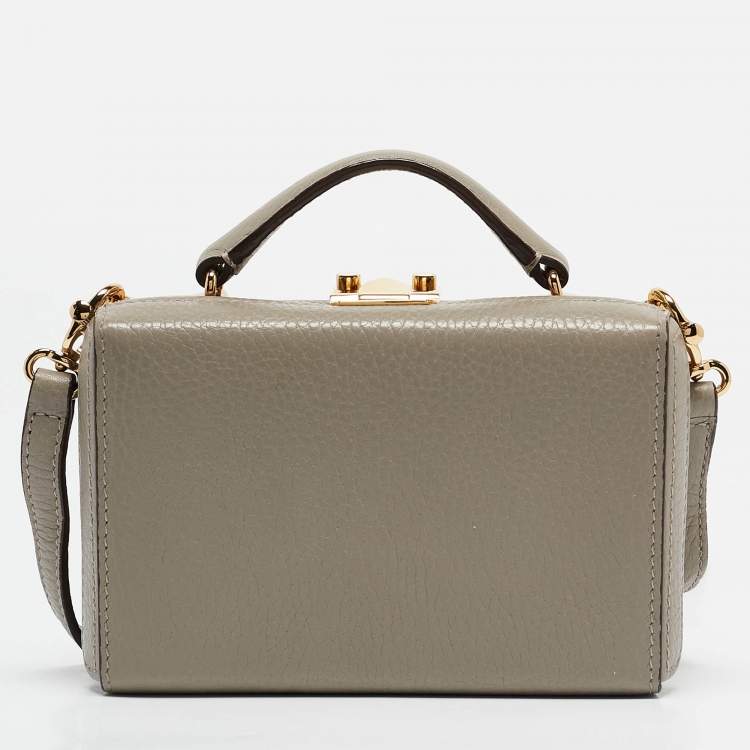 Pre Owned Mark Cross Grey Leather Mini Grace Box Bag