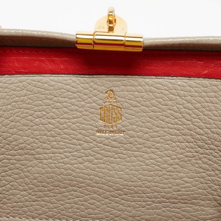 Pre Owned Mark Cross Grey Leather Mini Grace Box Bag