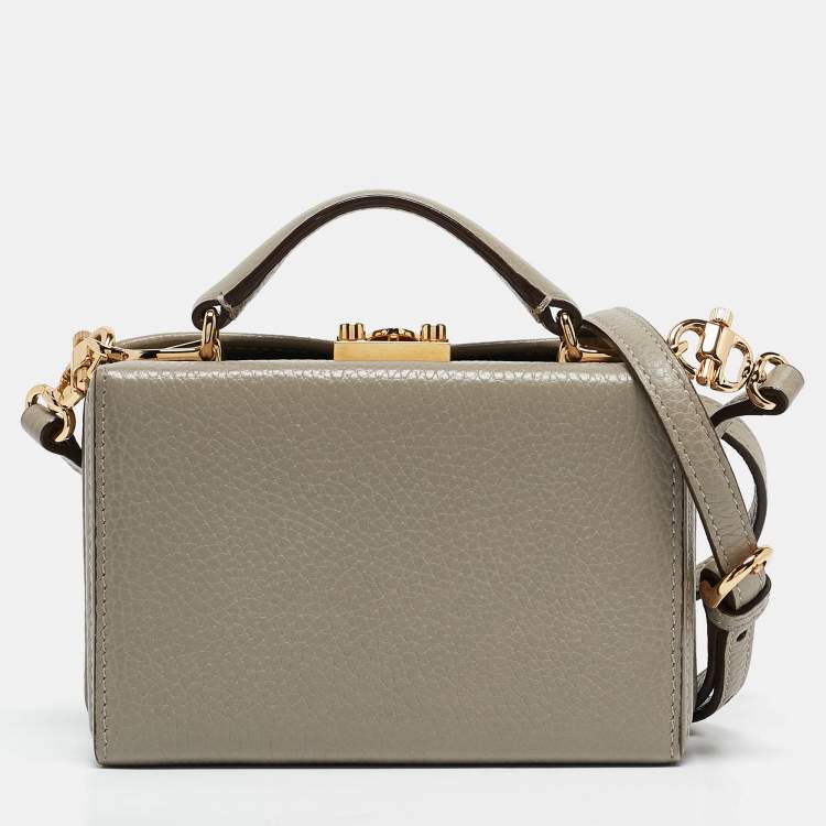 Pre Owned Mark Cross Grey Leather Mini Grace Box Bag
