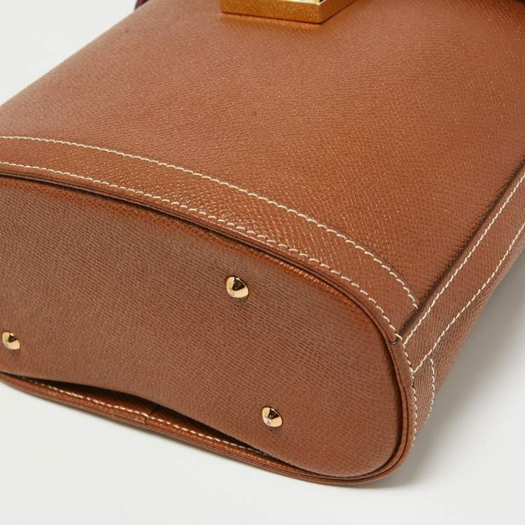 Pre Owned Mark Cross Brown Leather Benchley Top Handle Bag