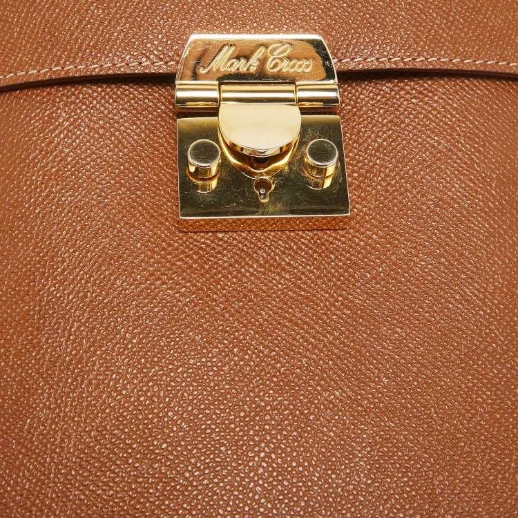 Pre Owned Mark Cross Brown Leather Benchley Top Handle Bag