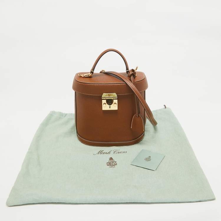 Pre Owned Mark Cross Brown Leather Benchley Top Handle Bag