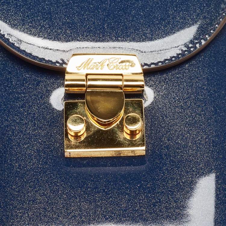 Pre Owned Mark Cross Blue Patent Leather Josephine Stardust Crossbody Bag