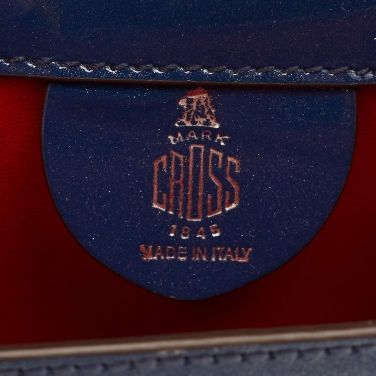 Pre Owned Mark Cross Blue Patent Leather Josephine Stardust Crossbody Bag