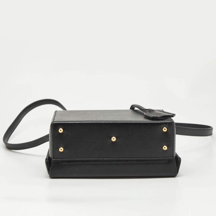 Pre Owned Mark Cross Black Leather Small Grace Box Bag