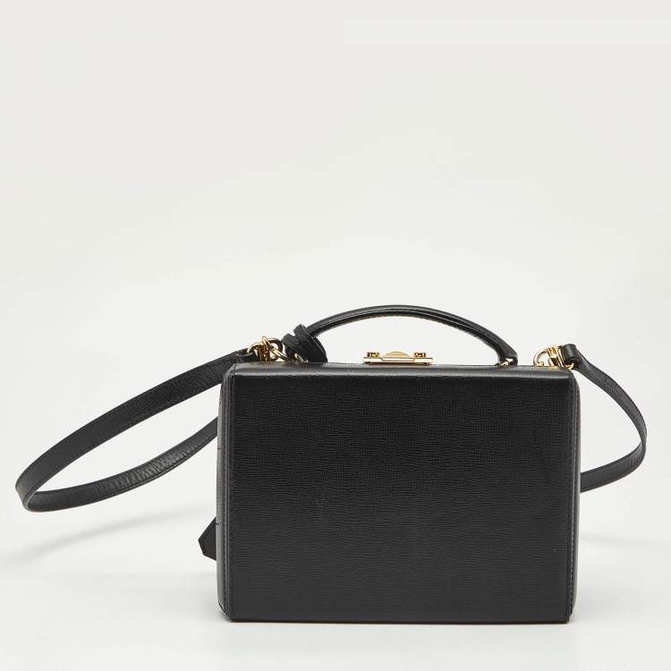 Pre Owned Mark Cross Black Leather Small Grace Box Bag