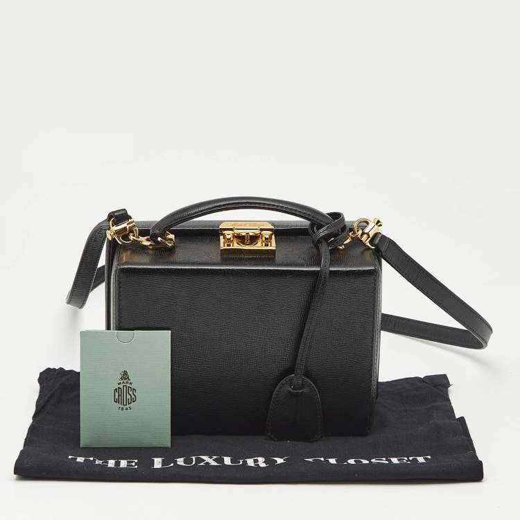 Pre Owned Mark Cross Black Leather Small Grace Box Bag