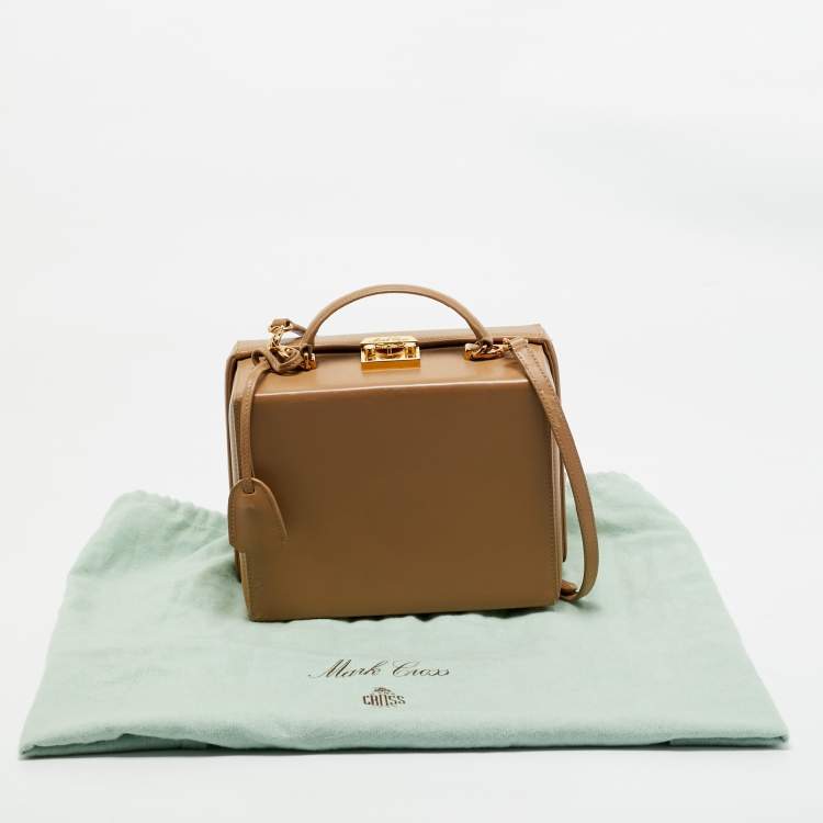Pre Owned Mark Cross Tan Leather Grace Box Bag