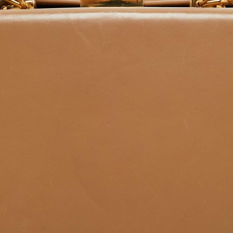 Pre Owned Mark Cross Tan Leather Grace Box Bag