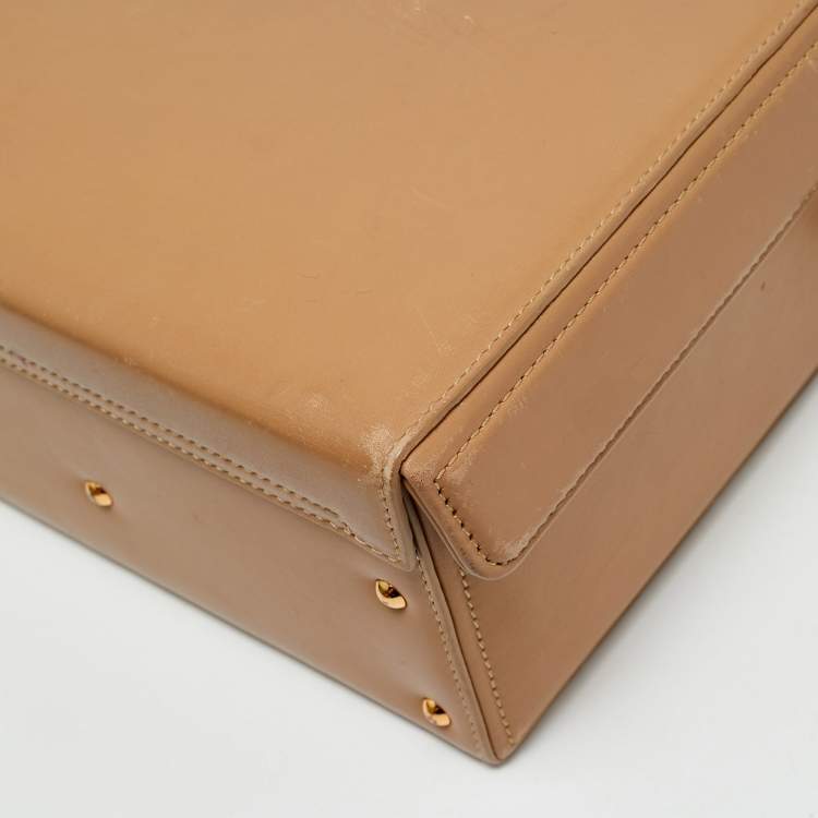 Pre Owned Mark Cross Tan Leather Grace Box Bag