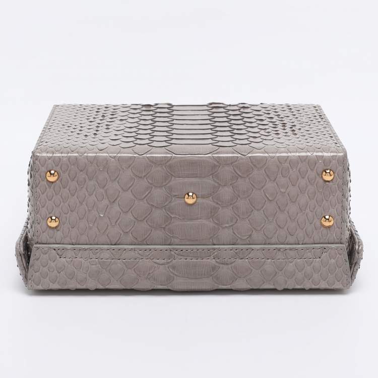 مملوكة مسبقًا Mark Cross Grey Python Small Grace Box Bag