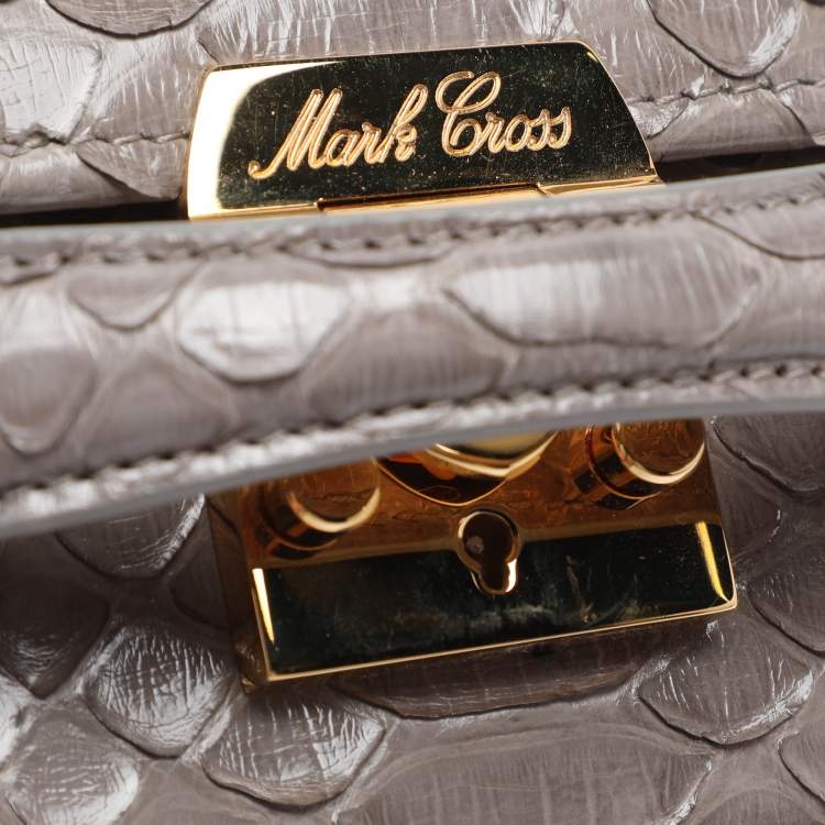 مملوكة مسبقًا Mark Cross Grey Python Small Grace Box Bag