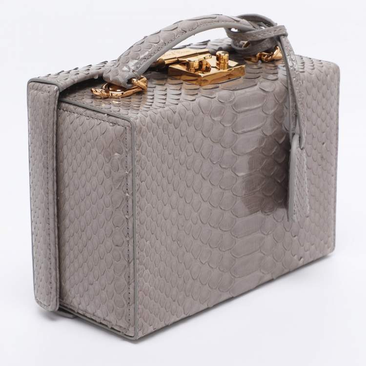 مملوكة مسبقًا Mark Cross Grey Python Small Grace Box Bag