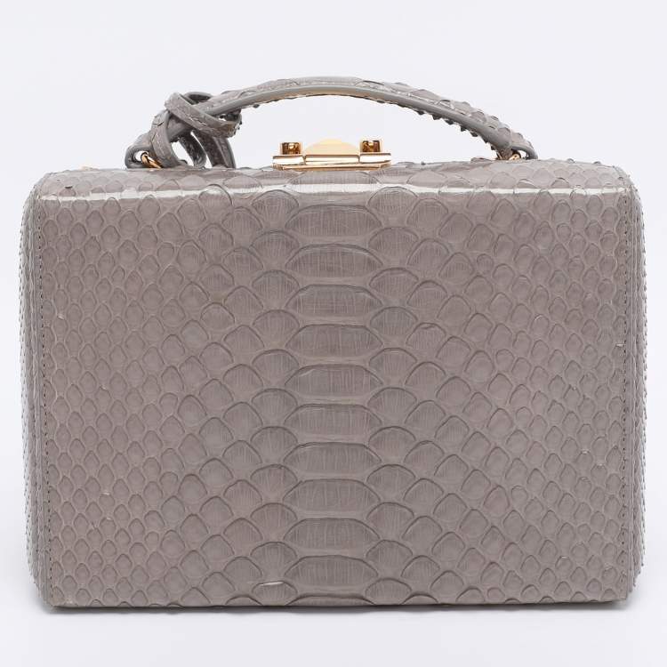 مملوكة مسبقًا Mark Cross Grey Python Small Grace Box Bag