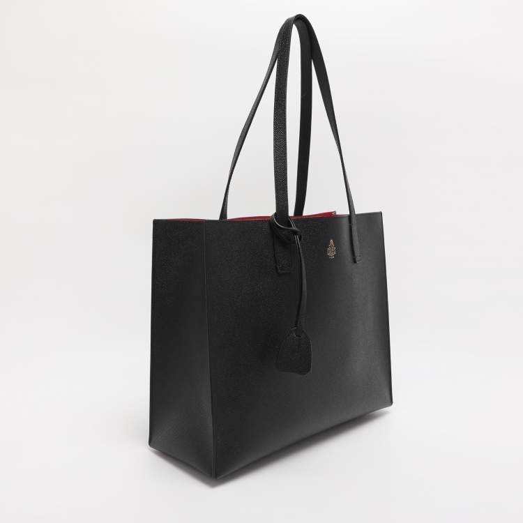 Pre Owned Mark Cross Black Leather Shopper Tote