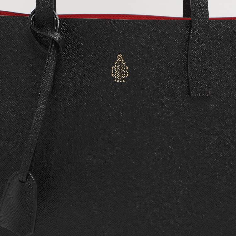 Pre Owned Mark Cross Black Leather Shopper Tote