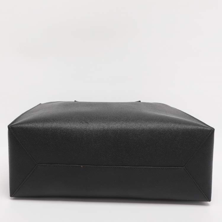 Pre Owned Mark Cross Black Leather Shopper Tote