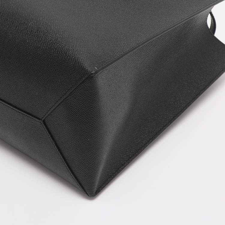 Pre Owned Mark Cross Black Leather Shopper Tote