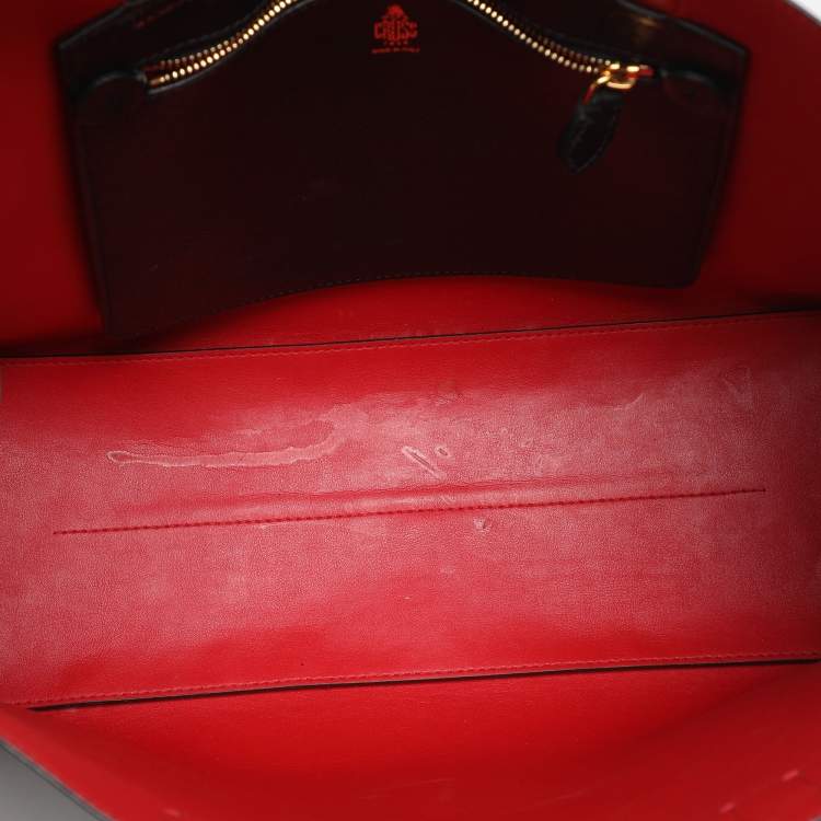 Pre Owned Mark Cross Black Leather Shopper Tote