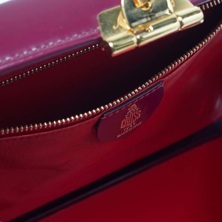 Pre Owned Mark Cross Grace Box Purple Leather Bag