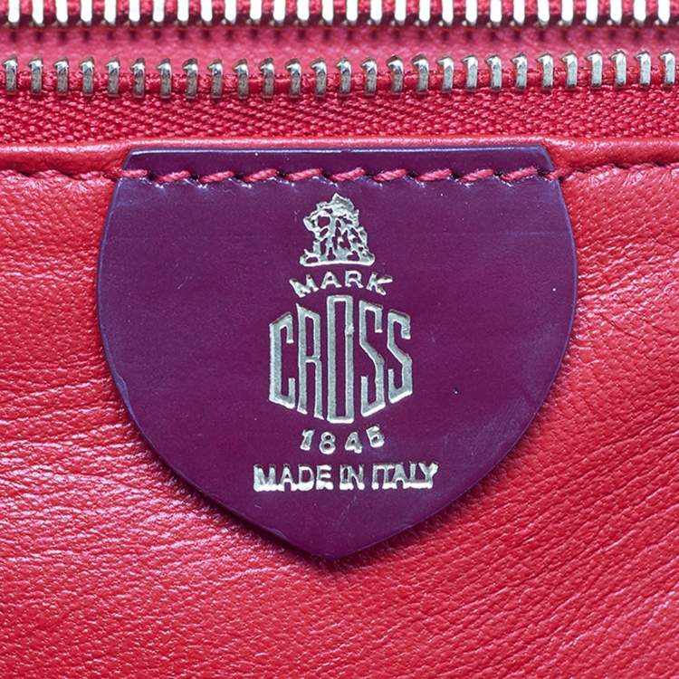 Pre Owned Mark Cross Grace Box Purple Leather Bag