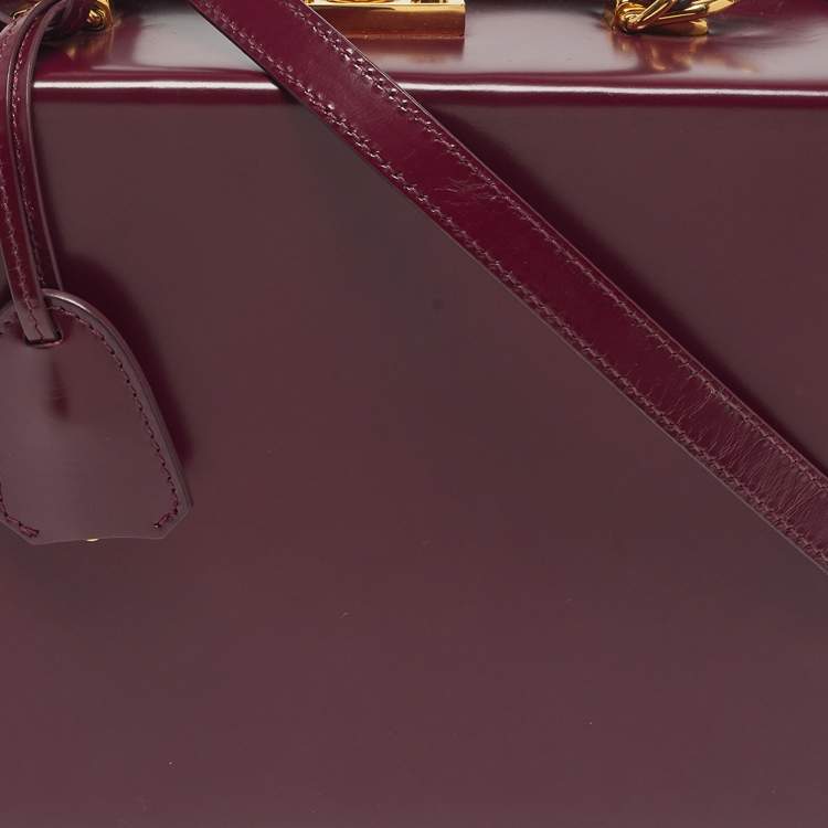 Pre Owned Mark Cross Grace Box Purple Leather Bag