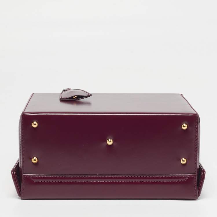 Pre Owned Mark Cross Grace Box Purple Leather Bag