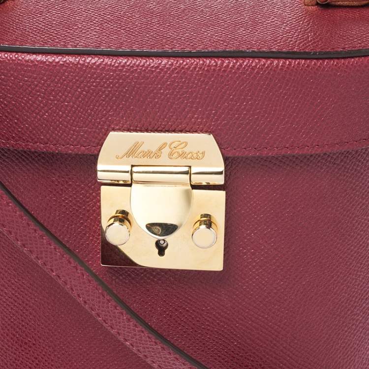 Pre Owned Mark Cross Red Leather Benchley Top Handle Bag