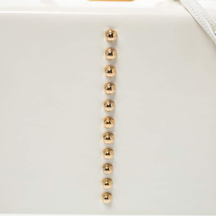Pre Owned Mark Cross Off White Leather Grace Studded Box Bag