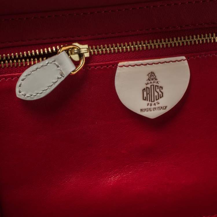 Pre Owned Mark Cross Off White Leather Grace Studded Box Bag
