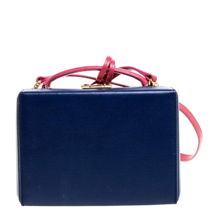 Pre Owned Mark Cross Blue/Pink Leather Grace Box Bag
