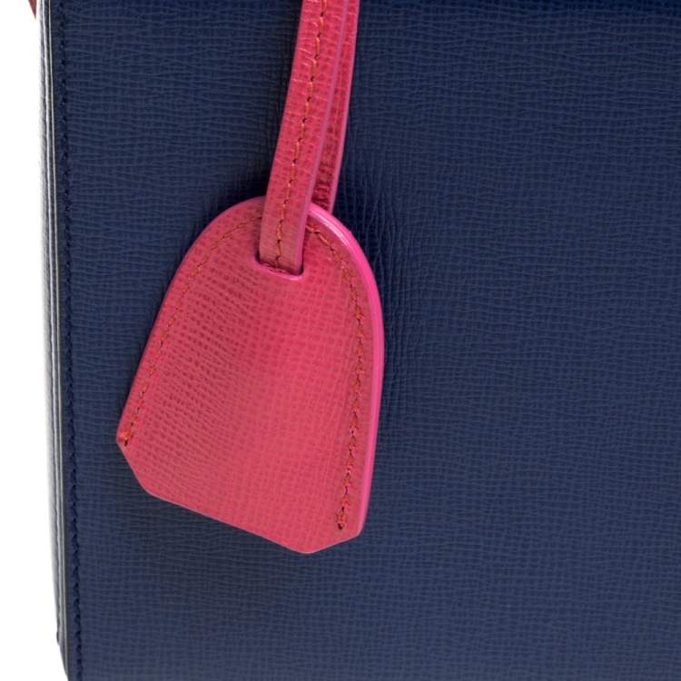 Pre Owned Mark Cross Blue/Pink Leather Grace Box Bag