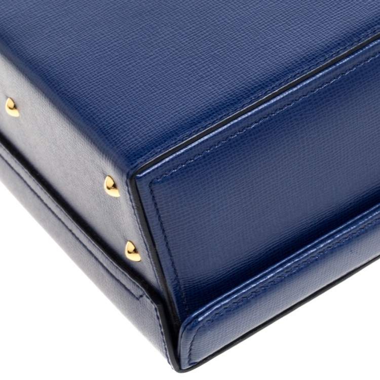 Pre Owned Mark Cross Blue/Pink Leather Grace Box Bag