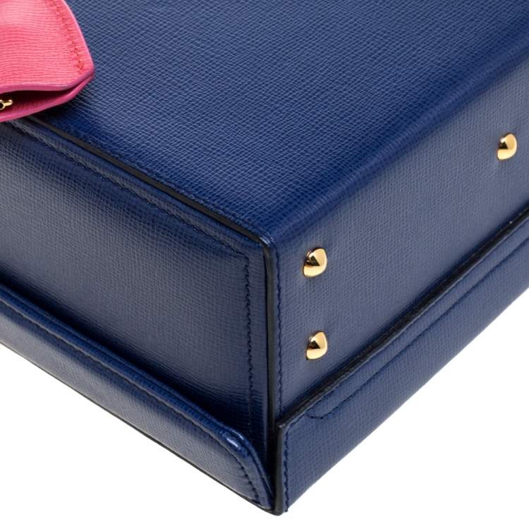 Pre Owned Mark Cross Blue/Pink Leather Grace Box Bag