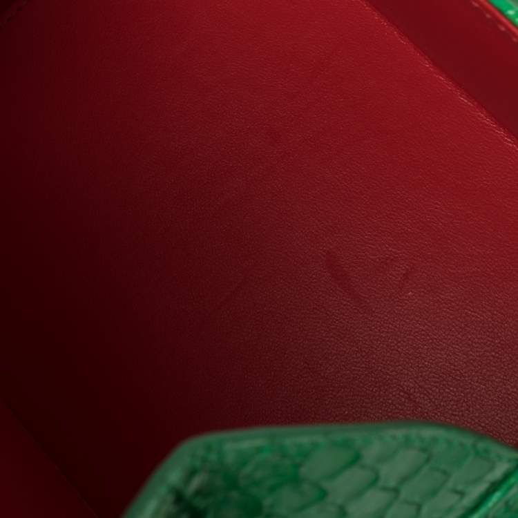 Pre Owned Mark Cross Green Python Small Grace Box Bag