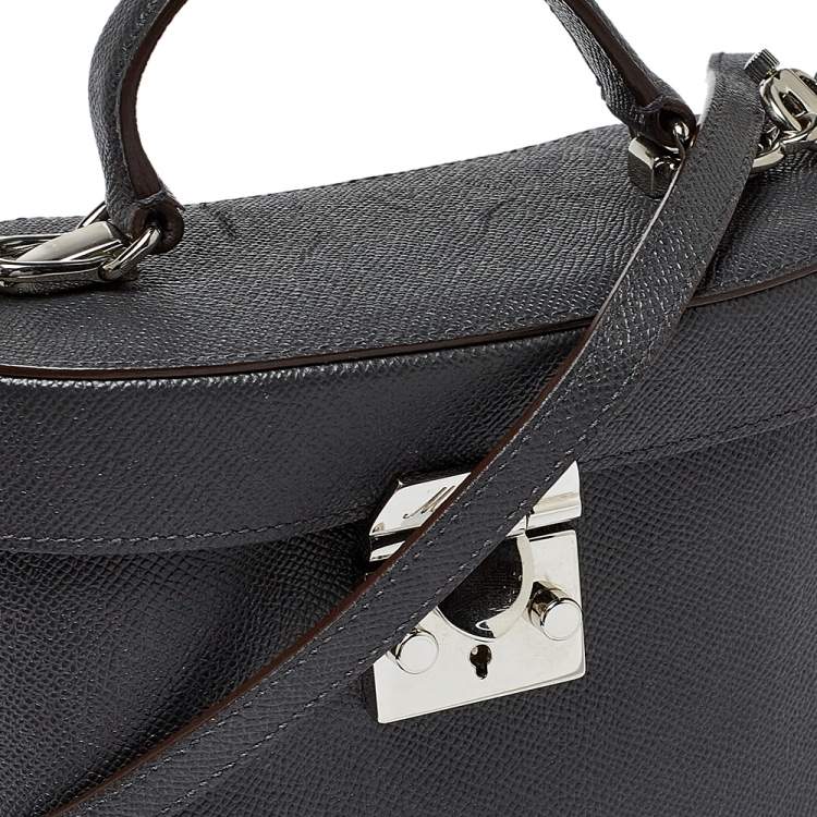 Pre Owned Mark Cross Black Leather Benchley Top Handle Bag