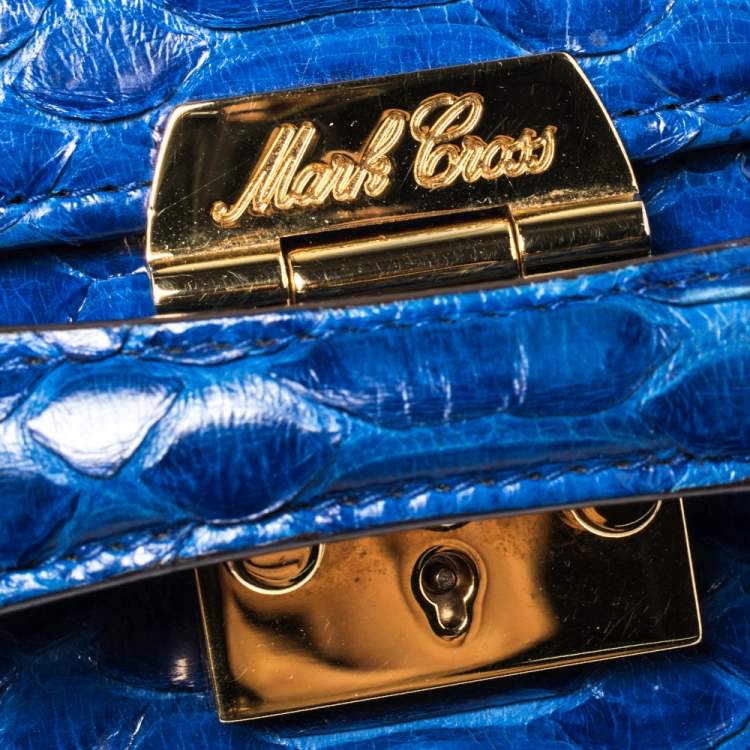 مملوكة مسبقًا Mark Cross Blue Python Small Grace Box Bag