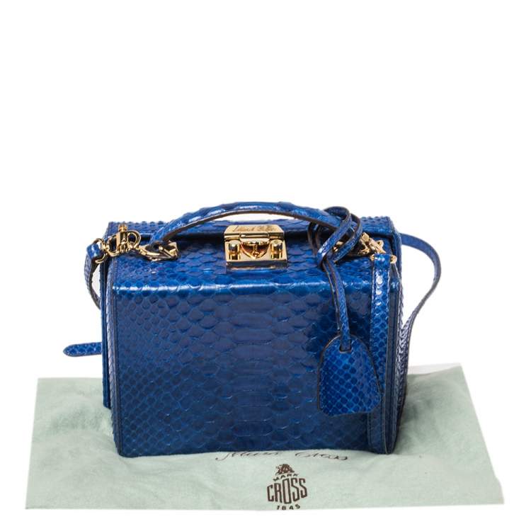 مملوكة مسبقًا Mark Cross Blue Python Small Grace Box Bag