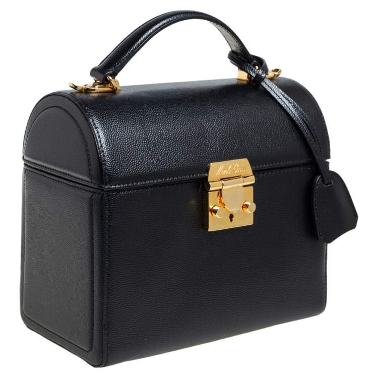 Pre Owned Mark Cross Black Leather Sara Top Handle Bag